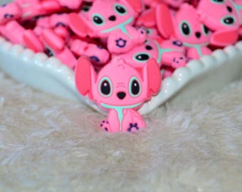 Rosa Alien Silikon Fokalperle • Big-Ohr Charakter DIY Handwerk Versorgung