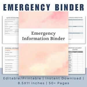 Important Documents Organizer Printable | Emergency Information Binder | Personal Information PDF | Fillable Planner