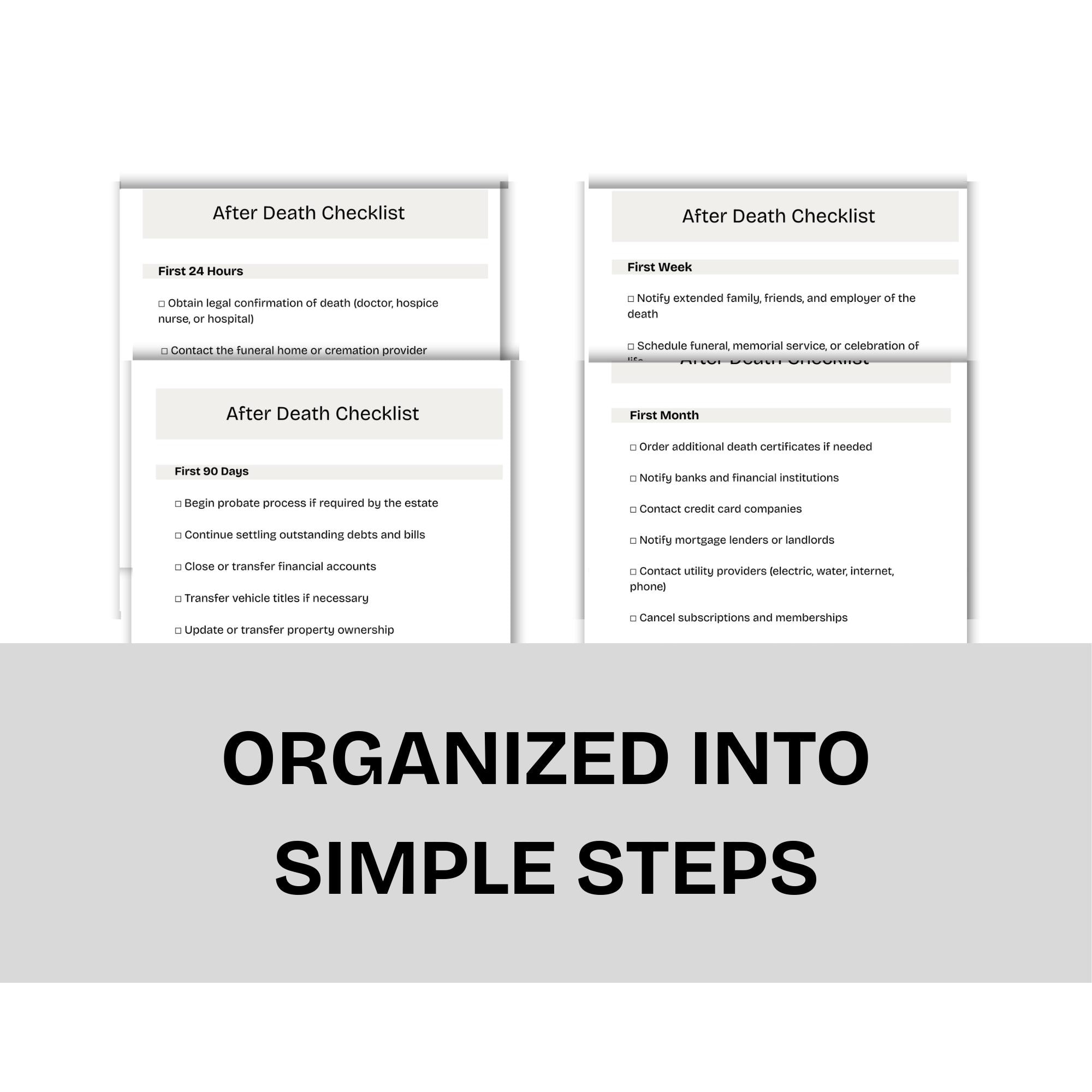 After Death Checklist Printable | What to Do When Someone Dies | Estate