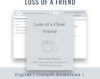 Loss of a Close Friend Checklist | What to Do When a Friend Dies | Grief Support Guide | Printable Bereavement Checklist