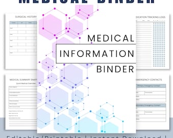 Emergency Medical Information Binder | Health Records Organizer (PDF Download)