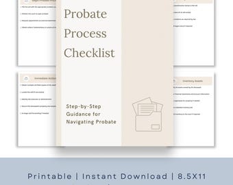 Probate Process Checklist | Executor Checklist | Settling an Estate Planner | Estate Administration Organizer | Printable PDF