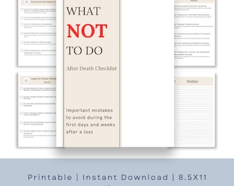What Not To Do After Death Checklist | After Death Checklist | When Someone Dies Checklist | Losing A Loved One Printable | Grief Help PDF