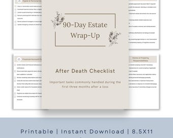90 Day Estate Wrap Up Checklist | Estate Settlement Checklist | After Death Checklist | Probate Checklist Printable | Executor Checklist PDF