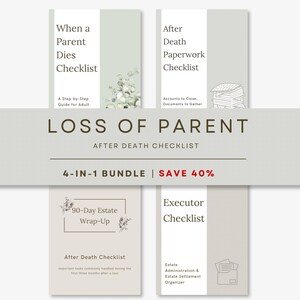Loss of Parent Checklist Bundle, Executor Estate Paperwork Guide (Digital Download)