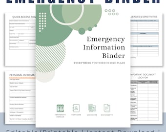Emergency Binder Printable | If Something Happens Everything Is Here | Important Information Organizer | Fillable PDF
