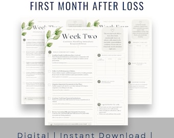 First Month After Loss Checklist | Weeks 2-4 Grief Support Organizer (PDF Download)