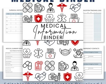 Medical Information Binder | Emergency Health Records Organizer (PDF Download)