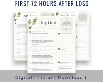 First 72 Hours After Loss Checklist Printable | What To Do When Someone Dies | After Death Planner