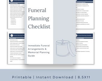Funeral Planning Checklist After a Death | Immediate Funeral Arrangements Organizer | Printable Planning Guide