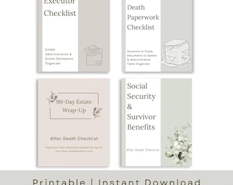 Post Death Executor Checklist Bundle | What To Do When Someone Dies Guide | After Loss Paperwork Organizer | Estate Administration Checklist