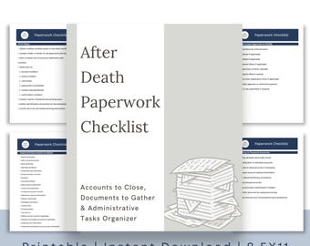 After Death Paperwork Checklist | Accounts to Close After Death | Estate Document Organizer Printable