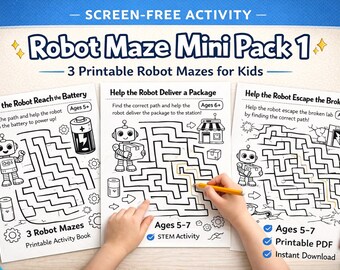 Robot Maze for Kids 5-7 | Screen-Free STEM Activity | Homeschool Printable Worksheet