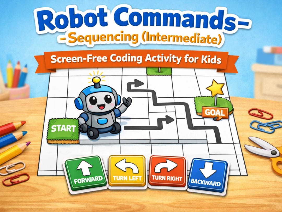 Robot Commands Sequencing – Intermediate | Screen-free Coding Activity ...