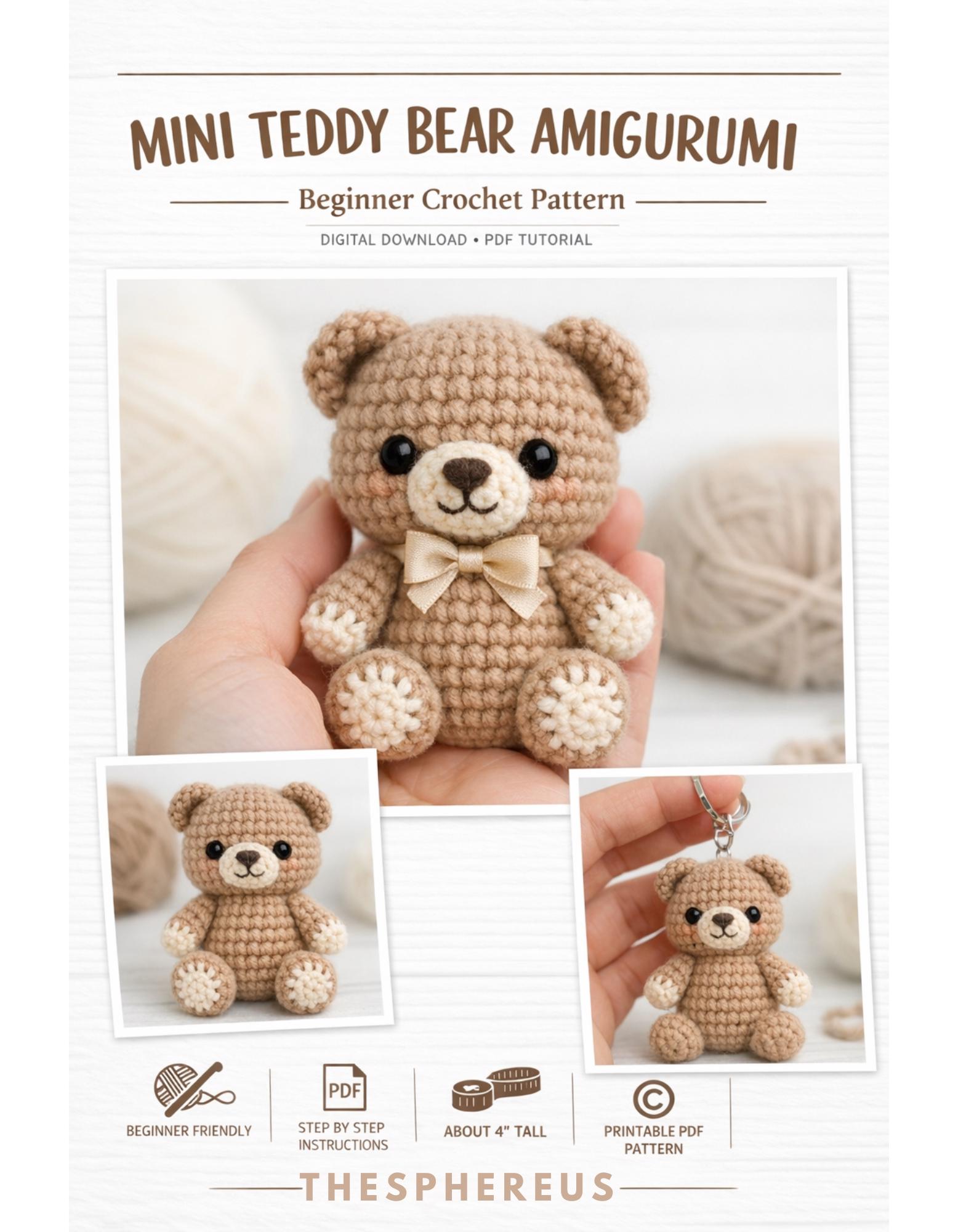 Doudou Ours En Peluche Fait Main Au Crochet – 27 Cm, Création Française