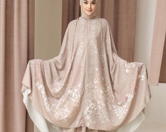 Floral Matte Satin Prayer Set with Bag, Mukena Indonesia, Parimadia Series