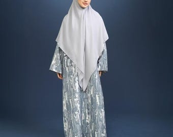 Cotton Denim Abaya Set, Loose Blouse, Long Skirt, Modest Elegant Outfit, Hijab Fashion