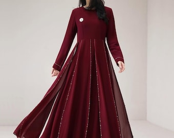 Indica Beaded Maxi Dress – Luxury Chiffon Abaya for Eid Formal Gown
