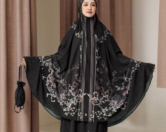 Rosa Silk Prayer Set with Bag, Muslim Women's Mukena, Floral Tasneem Series
