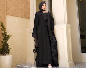 Aaliyah Butterfly Kaftan Set with Pashmina | Elegant Modest Maxi Dress, Maxmara Lux Fabric
