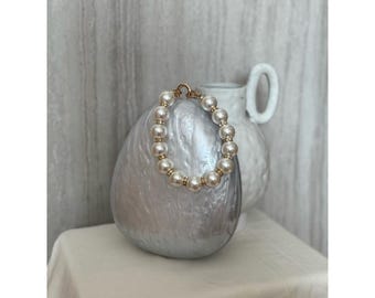 Pearl Acrylic Evening Clutch Bag, Marble Finish Chain Strap Purse, Chic Handbag