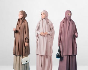 Jersey Prayer Set, French Khimar, Removable Niqab