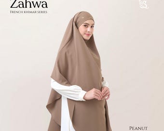 Zahwa French Khimar 4-in-1 Hijab Woolpeach Anti UV Fabric, Optional Niqab