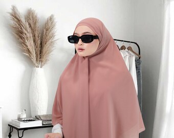 Flowy Minimalist Khimar Hijab, Lightweight Prayer Islamic Veil, Everyday Eid Modesty