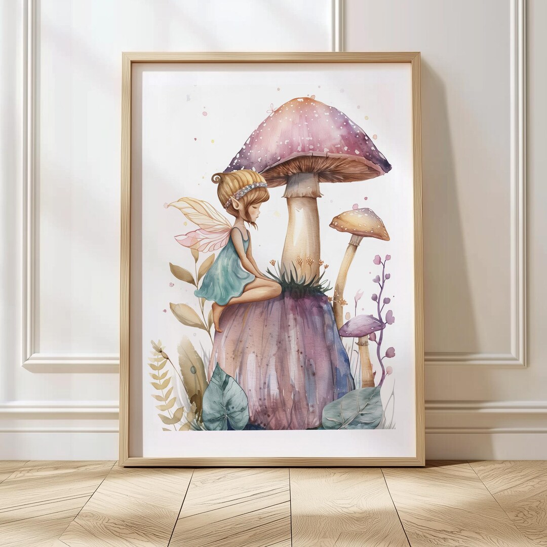 Fairy Mushroom Nursery Art, Woodland Wall Art for Kids, Girl Room Decor ...