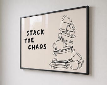 Funny Kitchen Wall Art Printable | Quirky Kitchen Print | Hand Drawn Dishes Poster | Kitchen Quote Art | Digital Download Kitchen Decor