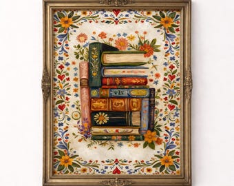 Muurdecoratie voor de babykamer van een meisje, decoratie voor de leeshoek, print voor boekenliefhebbers, decoratie voor een kinderkamer met sprookjesthema