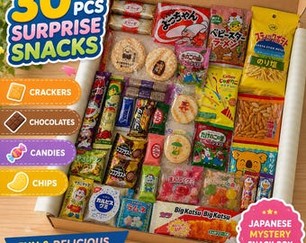 Curated Japanese Snack Gift Box, 30 Handpicked Japanese Snacks & Sweets, Authentic Japanese Treat Box, Surprise Gift Box, Birthday Gift Box