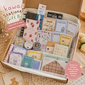 Caja de regalo sorpresa de papelería Kawaii, set de papelería japonesa, blocs de notas, notas adhesivas, cinta washi y juego de cartas, regalo de cumpleaños, regalo para profesores