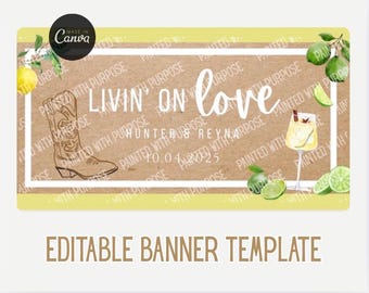 Bearbeitbare Bannervorlage, Brautduschenbanner, Hochzeitsbanner, bemaltes Bannermodell, digitale Canva-Vorlage, bemaltes Banner, Brautdekor