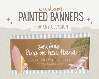 Kundenspezifisches gemaltes Banner, Geburtstagsbanner, erster Geburtstagsbanner, Geburtstagsschild, Partydekor, Eventdekoration, bemaltes Schild, braunes Banner