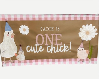 Kundenspezifisches gemaltes Banner, Geburtstagsbanner, erster Geburtstagsbanner, Geburtstagsschild, Partydekor, Eventdekoration, bemaltes Schild, braunes Banner