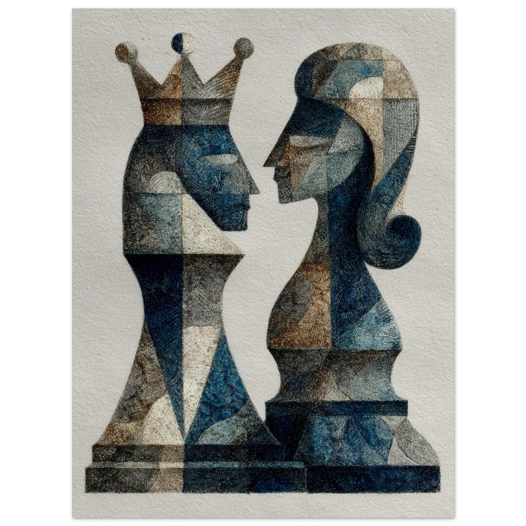 Abstract Chess Queen and Knight Art Print, Modern Decor - Etsy