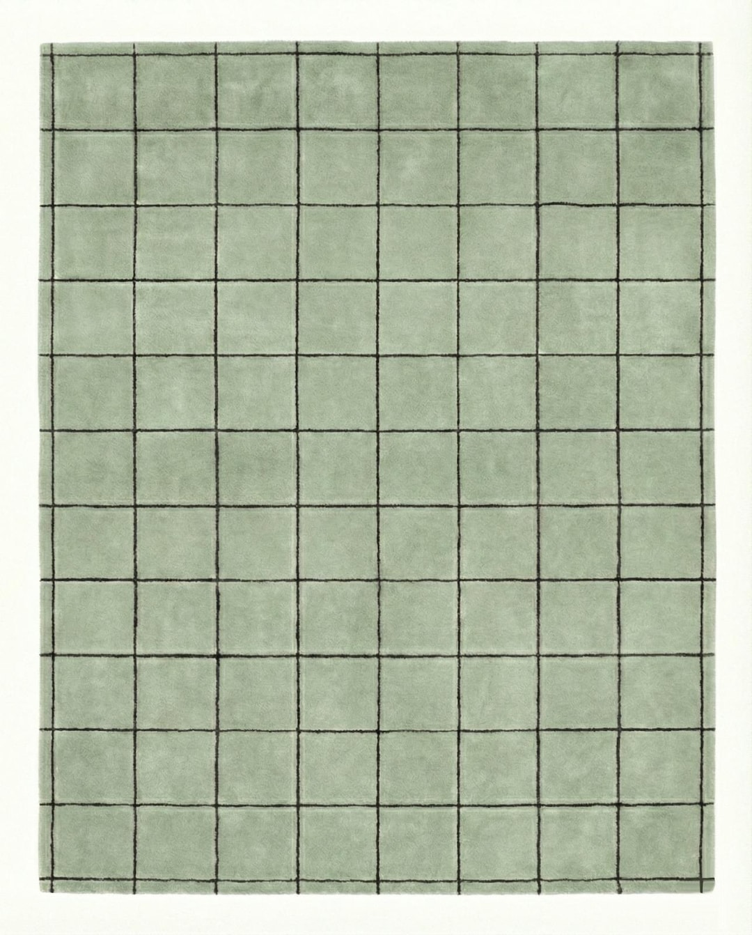 Soft Green Hand Tufted Rug, Grid Pattern, Handmade Wool Rug ...