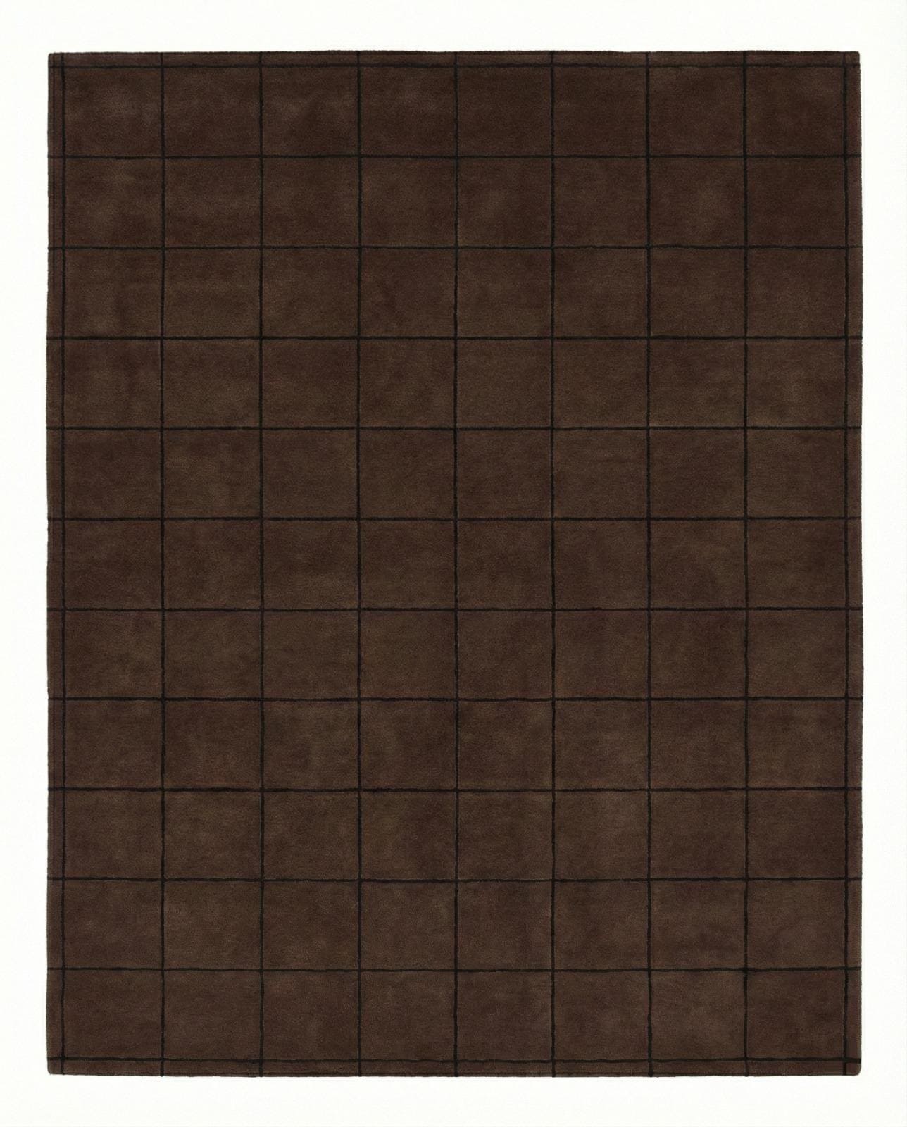 Brown Hand Tufted Rug, Grid Pattern, Handmade Wool Rug, Contemporary ...