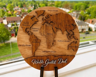 El mejor papá del mundo, regalo único para el Día del Padre, mapa del mundo personalizado, regalo para el primer Día del Padre.