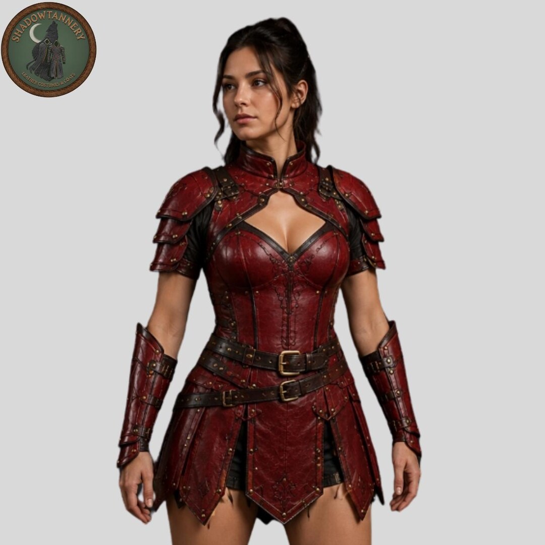 Crimson Rogue Leather Armor Costume Set - Medieval Fantasy Warrior ...