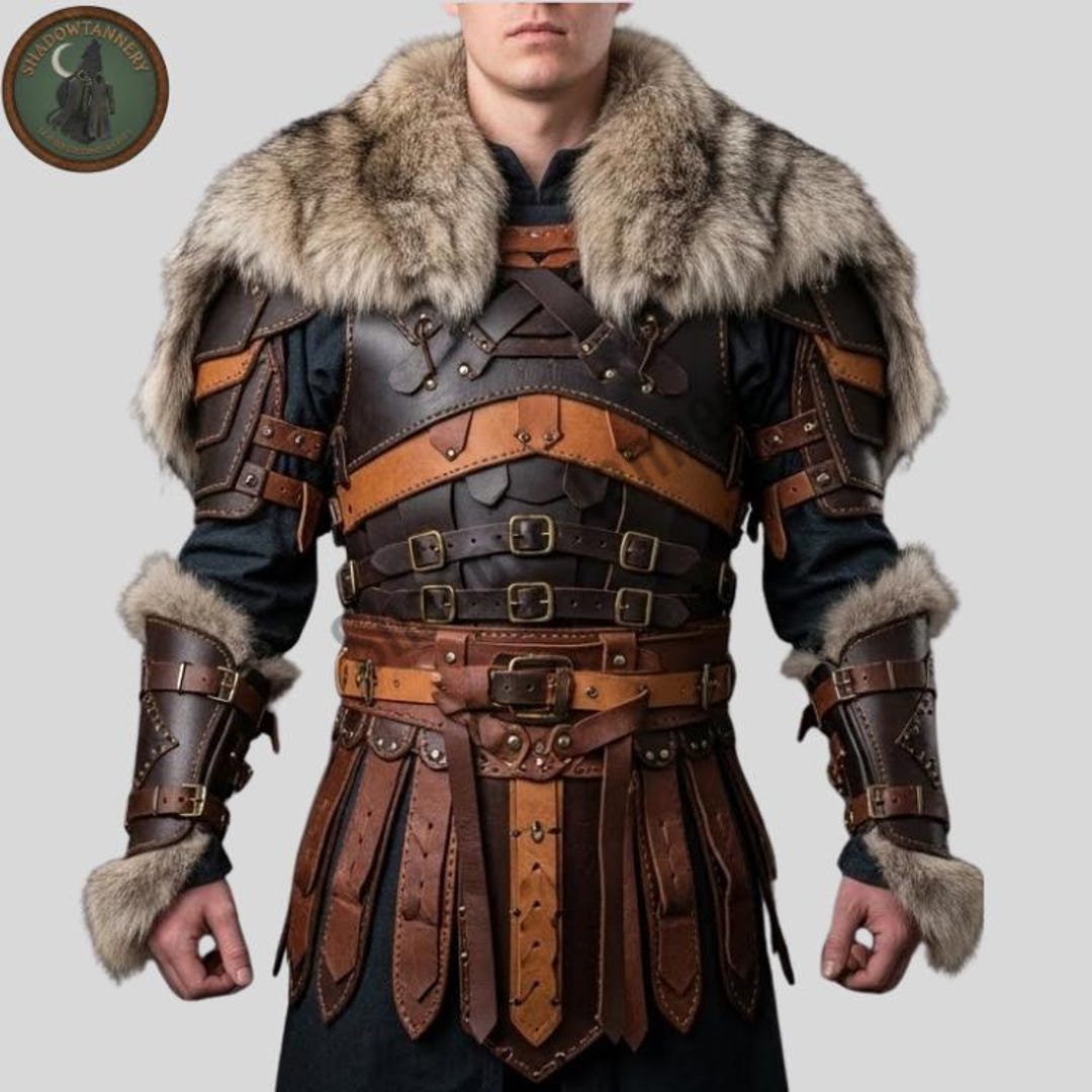Handmade Viking Leather Armor Costume – Medieval Warrior Armor With Fur ...