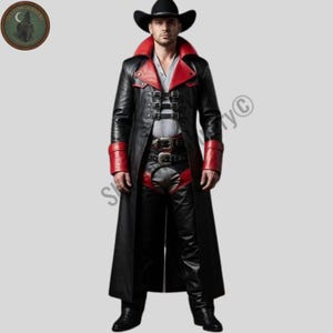 Genuine Leather Western Cowboy Coat | Long Leather Duster Men’s Jacket | Handmade Quality