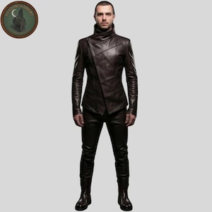 Futuristische Echtlederjacke für Herren - Designer Biker-Stil
