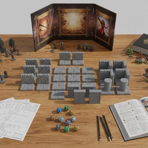 28mm Modular Dungeon Terrain Library Room: Tabletop RPG Board Scenery