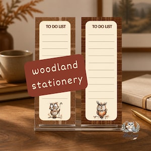 Brown Plaid Owl To Do List Notepad | Woodland Stationery Task Pad