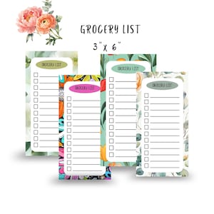 Magnetic Grocery List Notepad, 30 Page Shopping List Pad, Refrigerator Grocery Checklist, Fridge Magnet Note Pad, 3x6 Grocery Planner