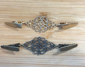 Vintage Filigree Cardigan Sweater Clip Shawl Collar Cinch Fastener Assorted