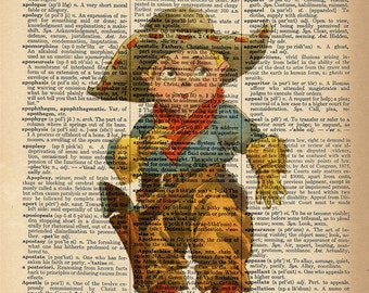 Dictionary Art Print - Little Cowboy - Upcycled Vintage Dictionary Page Poster Print - Size 8x10