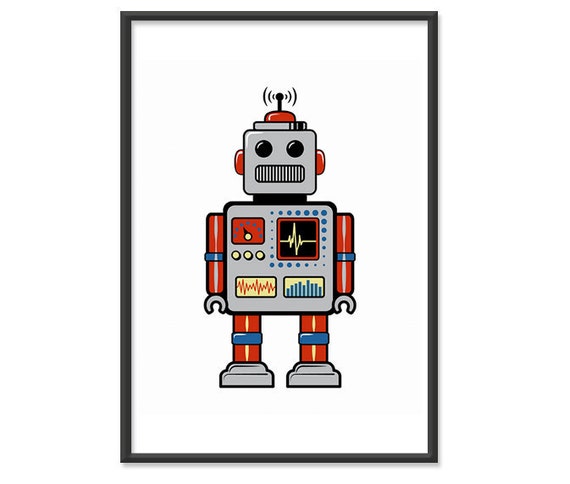 kradse øre let at håndtere Robot Print / Robot Poster / Retro Robot 13x19 Art Print - Etsy